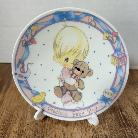 Precious Moments Other - Vintage Enesco Precious Moments Mini Plate Precious Baby Boy 1992 Stand Nursery
